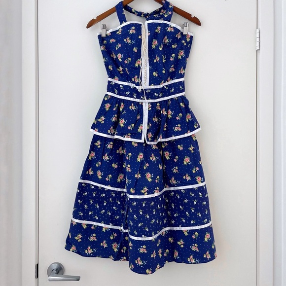 NWOT Gunne Sax x ModCloth Twirling Moments Blue Floral Peplum Dress S - Picture 6 of 16